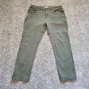 Warp + Weft Slim Fit Amsterdam Jeans Mens 38X29 Moss Green Pants Stretch Preppy